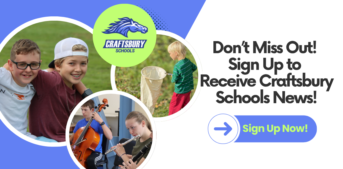 photos of Craftsbury students and the school logo
